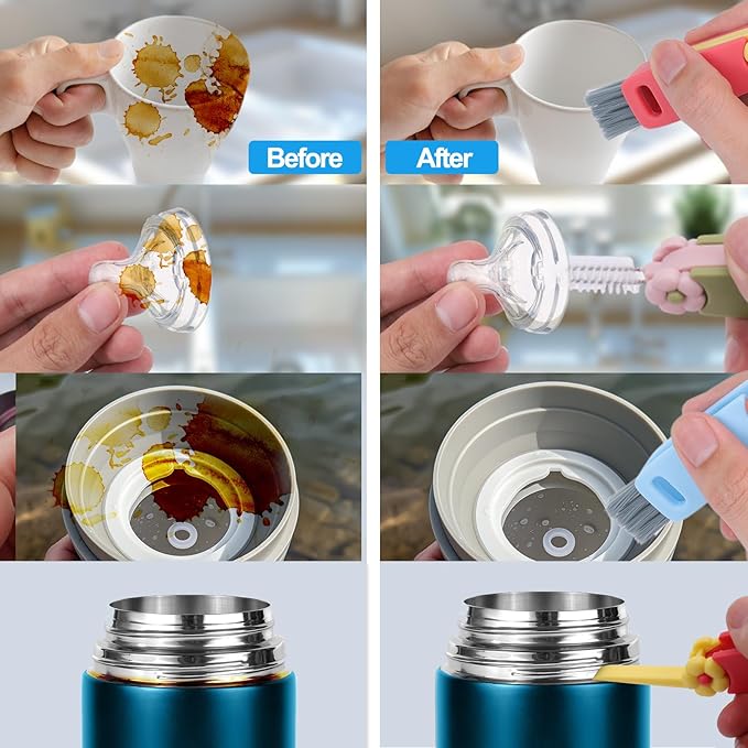 XANGNIER 3 in 1 Cup Lid Gap Cleaning Brush Set,Multifunctional Water Bottle Lid Cleaner Brush,3 Pack Water Bottle Crevice Cleaning Tool,Tumbler Lid Cleaner Brush for Stanley/YETI Cup,Kitchen Gadgets