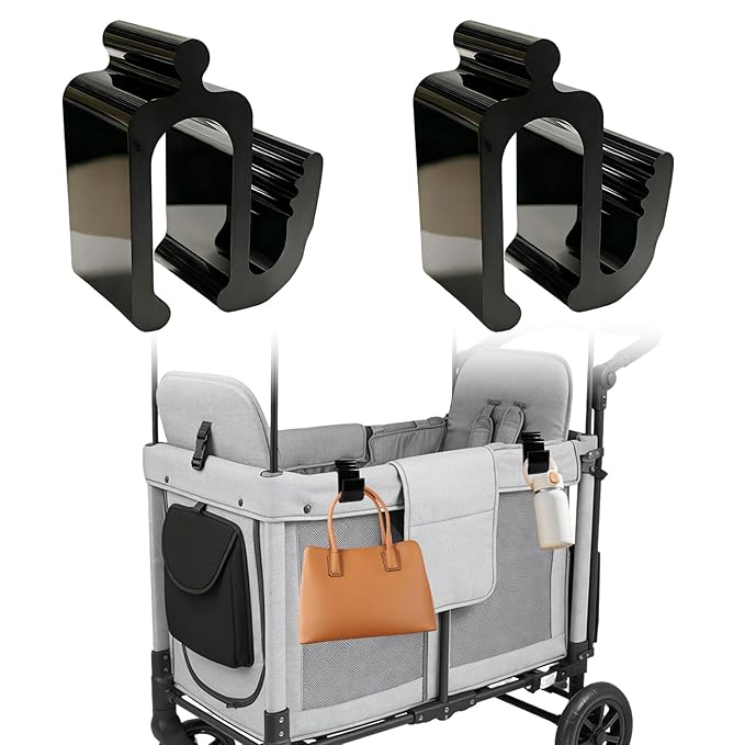 Universal Wagon Accessories, Upgraded Side Hooks with 30kg Load Capacity - Sturdy Stroller Hooks & Space-Saving Travel Organizer for All Wagon Stroller (2PCS)