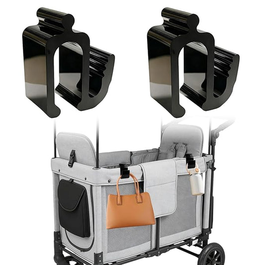 Universal Wagon Accessories, Upgraded Side Hooks with 30kg Load Capacity - Sturdy Stroller Hooks & Space-Saving Travel Organizer for All Wagon Stroller (2PCS)