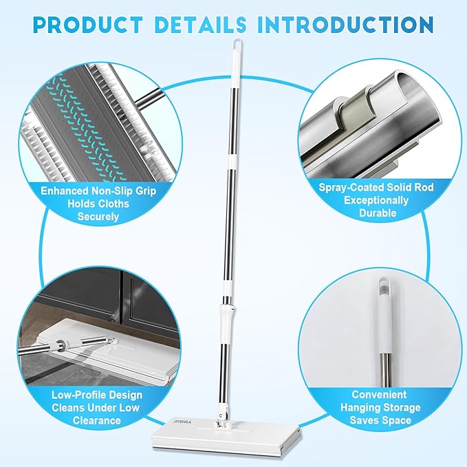 Snap Grip Mini Mop, Cloth Changing Mini Mop, Lazy Mopa Compatible with Swiffer Wet/Dry Pads, Dust Mopping for Hardwood, Tile, Floor, Includes 20 Disposable Dry Pads, Home Cleaning Essential (White)