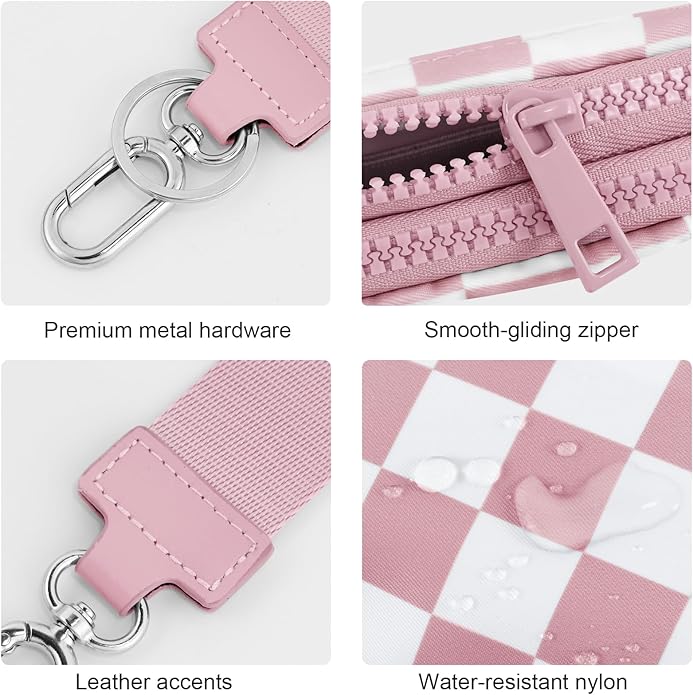 Checkered WristleWallets for Women, RFID Wallet Crossbody with 4 Zippers, Credit Card Holder Cell Phone Organizer