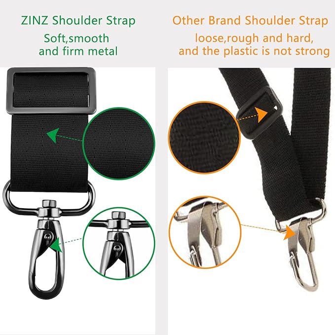 ZINZ Shoulder Strap 58" Ultra-Thick Fixed Padded and Adjustable Buckles Crossbody Strap for Briefcase Laptop Bag Luggage