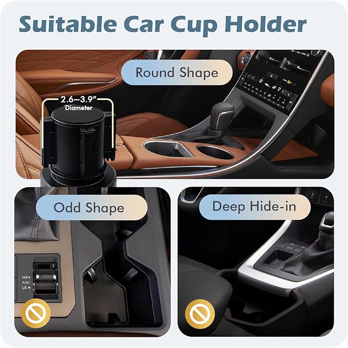 OtterVerz 11 Upgraded Car Cup Holder Expander,2 in 1 Extra Cup Holder for Car, Double Automotive Cup Holder Extender Adapter, Fits Hydro Flask, Yeti, Nalgene, 32/40 oz Large Bottles Drinks Mugs