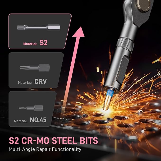 Professional 42-in-1 Magnetic Screwdriver Tool Kit - Multi-functional Precision Bits for PC, Camera, Smartphone, Furniture, Bike – Ideal for Electronics & Home Repairs, Pink