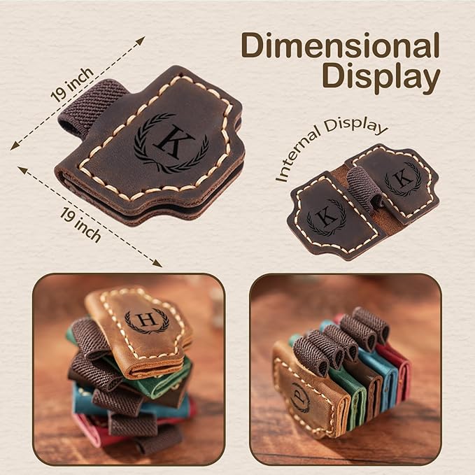 Artlaza Personalized Magnetic Leather Bookmark with Pen Holder - 26 Letters Custom Book Mark with Name Initial Engraved Book Marker for Readers, Book Lovers, Travelers - Gift for Women & Men(Purple，N