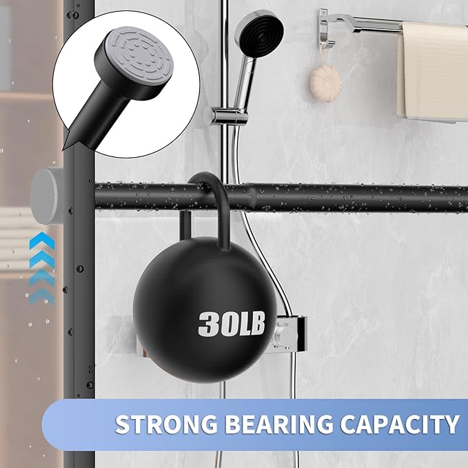 Black Shower Curtain Rod 34-96 Inches(2.8-8ft) Never Rust Adjustable Shower Rod Spring Tension Non Slip No Drilling Shower Rods for Bathroom Garland Window