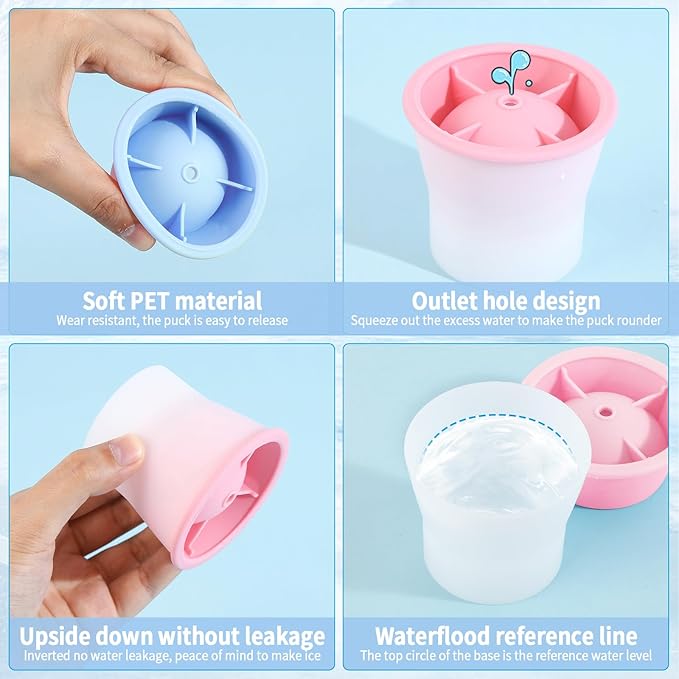 (Upgrade) Ice Molds 4 PCS, Silicone Sphere Ice Mold Maker, Stackable Easy Release Circle Ice Cube Mold with Lids, Spherical Ice Makers with Lids for Whiskey, Cocktails, Bourbon, and Drinks