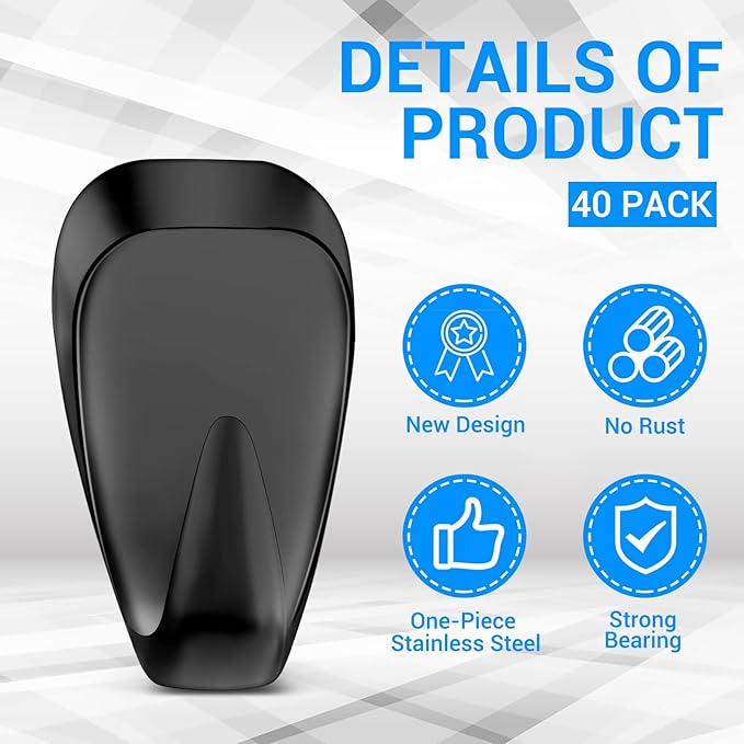 LEIFIDE Cubicle Hooks Fabric Panel Wall Hooks Cubicle Clips Picture Hangers for 40 Lbs Office Home Kitchen Room Board Hanging Supplies (Black,40 Pieces)