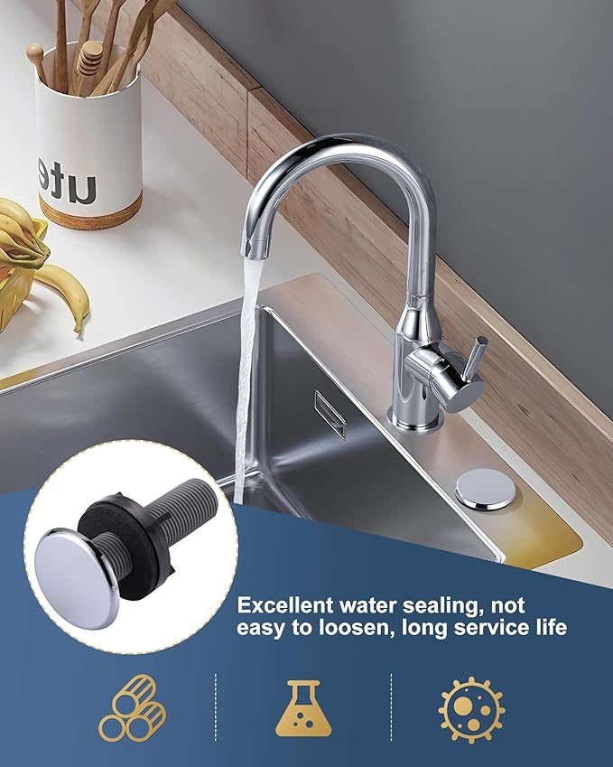 ARCORA Kitchen Sink Hole Cover: Premium Faucet Hole Plate Stopper Plug, Countertop Extra Hole Plastic Cap for Soap Dispenser Sprayer Tap, Chrome