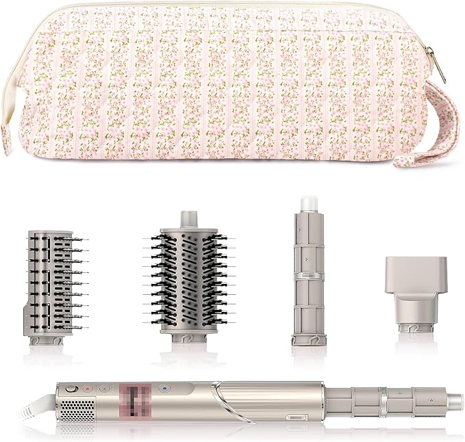 Quilted Hair Tool Travel Bag, Shark Flex Style Travel Case For Dyson Hair Dryer Airwrap Bag, Curling Iron Bags Quilted For Shark Dyson Revlon Organizer Accessories (Striped flower)