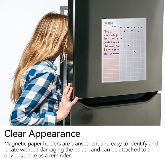 10 Pcs 8.5'' x 11'' Rigid Magnetic Sign Holders - Clear Plastic Document Frames with Magnet Borders for Letter Size Posters - Perfect for Home, Office, and Store Displays