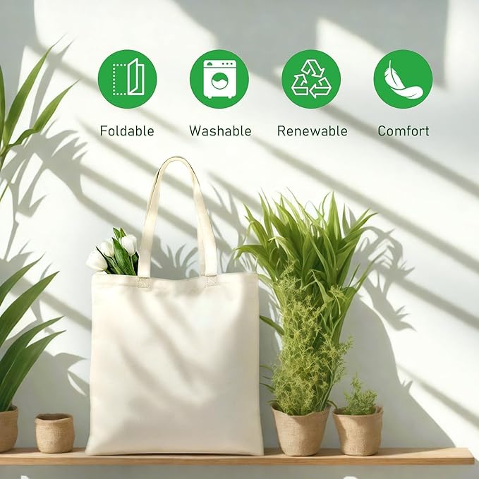 2 Pack Available Premium Canvas Reusable Tote Gift Bags, Made of Natural Canvas with Handle, Work, DIY, Shopping