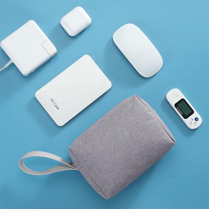 Waterproof Cosmetic Bag for Women | Soft Travel Makeup & Toiletry Organizer, Large Portable Storage for Makeup Products, Tissues, Electronics, USB Cables| Nylon, Durable & Stylish (Large-Grey)