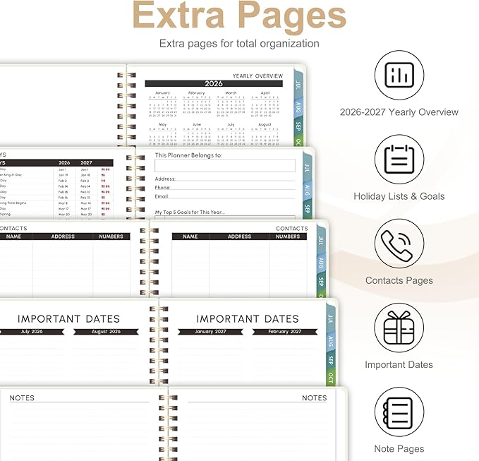 Planner 2026-2027, Weekly and Monthly Academic Year Calendar Planner, July 2026 - June 2027, Daily Agenda Book for Office School Supplies, Letter Size(8.5'' x 11'')