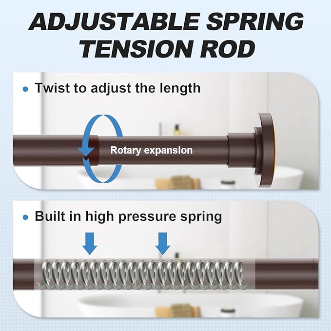 CorkLatta Bronze Shower Curtain Rod 31 to 92 Inch,1 Inch Diameter Adjustable Spring Tension Stainless Steel Telescoping Rod,Easy Install,No Rust