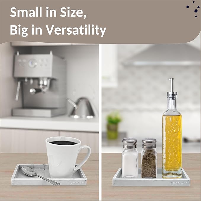 Spacewiser Countertop and Vanity Tray - Small 7.7” Silicone Tray for Soap Dispenser Bottles, Sponge Holder for Kitchen Sink Caddy Organizer, Bathroom Trays, Dish Soap Holder for Kitchen Counter, Keys