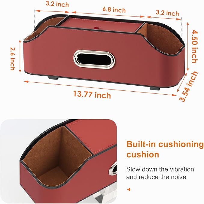Sancaral Car Rear Backseat Extra Multifunctional Drink Cup Holder Organizers with Tissue Storage Box Organizer & Hooks for Car Seat Back. Red