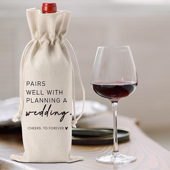 Engaged Engagement Bridal Shower Gifts for Couples Women Her Wedding Wine Bag Engagement Party Decorations for Bride Pairs Well With Planning Wedding Wine Accessory Sets