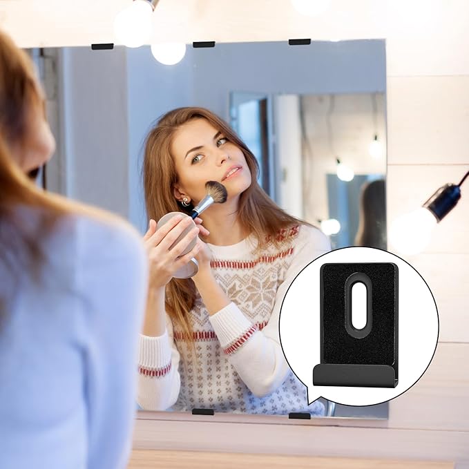 6Pcs Metal Mirror Clips for Wall Mounting, Mirror Holder Clips Heavy Mirror Hangers for The Wall (Black)