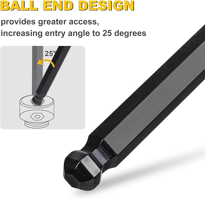 Topline 27-Piece Long Arm Allen Wrench Set with Ball End, SAE, Metric Hex Key Set Included, Hex L-Key Set, Portable Allen Key Set With Storage Rack for Basic Home Repair and General Applications