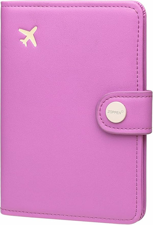 ZOPPEN Passport Holder Women, Passport Cover Travel Wallet Rfid Blocking Passport Wallet Cover Case Travel Essentials Document Organizer, Violet Purple