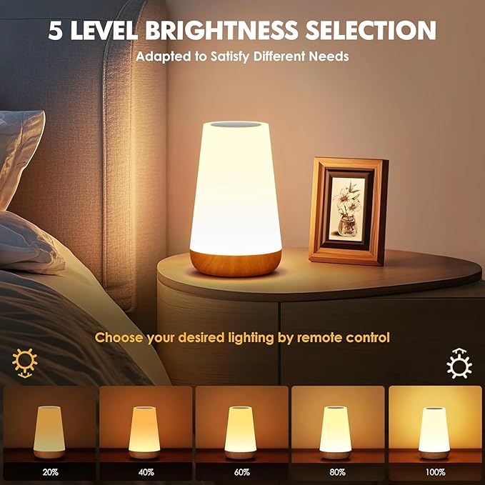2 Pack LED Night Light,13 RGB Colors & 5 Brightness, USB Rechargeable Touch Lamp, Portable Lamp for Baby, Bedroom, Living Room