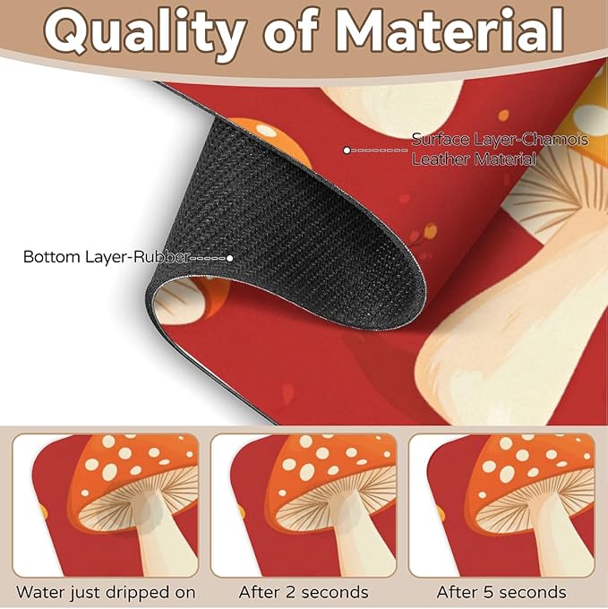 1 PC 15.4*5.7 Inch Absorbent Faucet Mat for Kitchen Sink Diatomaceous Earth Tailored Sink Splash Guard for Bathroom Kitchen Red Mushroom