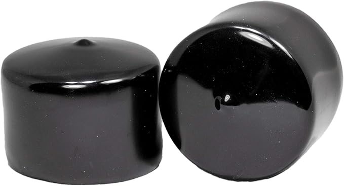Prescott Plastics 2¼” (57.15mm) Outside Diameter Flexible Plastic Hole Plugs, Round Black End Caps for Metal Tubing, Strong Furniture Leg Inserts, Impact & Weather Resistant, Made in the USA - 10 Pack