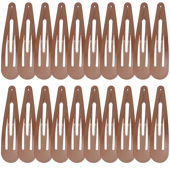 WILLBOND 30 Pieces 3.1 Inch Large Metal Snap Hair Clips Nonslip Barrettes Women Hair Accessories (Brown)