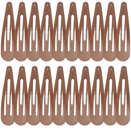 WILLBOND 30 Pieces 3.1 Inch Large Metal Snap Hair Clips Nonslip Barrettes Women Hair Accessories (Brown)