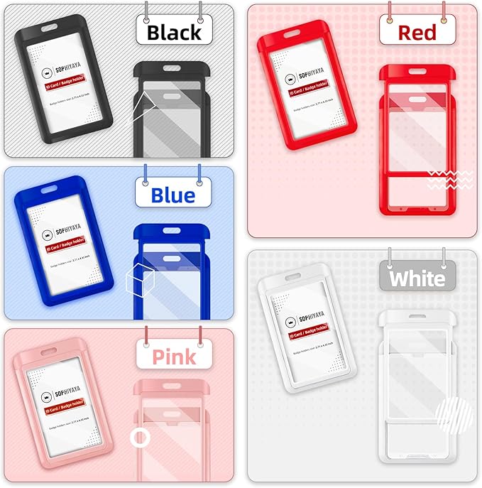 12 Pack Sliding Badge Holder with Double-Sided Windows Key Card Work Badge Sleeve for Office School Factory Teacher Student (Red)