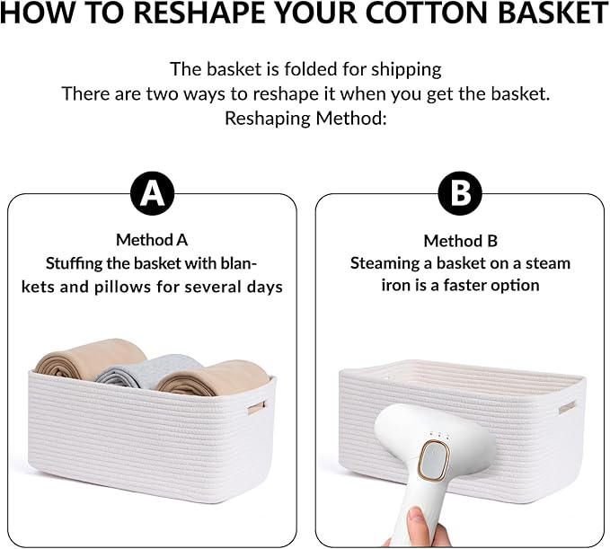 MiniArk Large Storage Baskets for Shelves, Closet Organizers Bins for Clothes Blanket Towels, Baby Nursery, Toy Baskets Box, Woven Rope Baskets, 17 x 13 x 7.5”, 3 Packs Off White