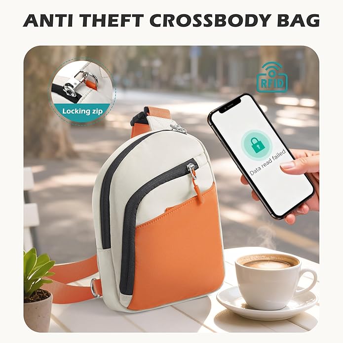 TOPEAST Anti Theft Crossbody Bags for Women Men, Small Sling Crossbody Bag Travel Purse Shoulder Wallet with RFID Blocking