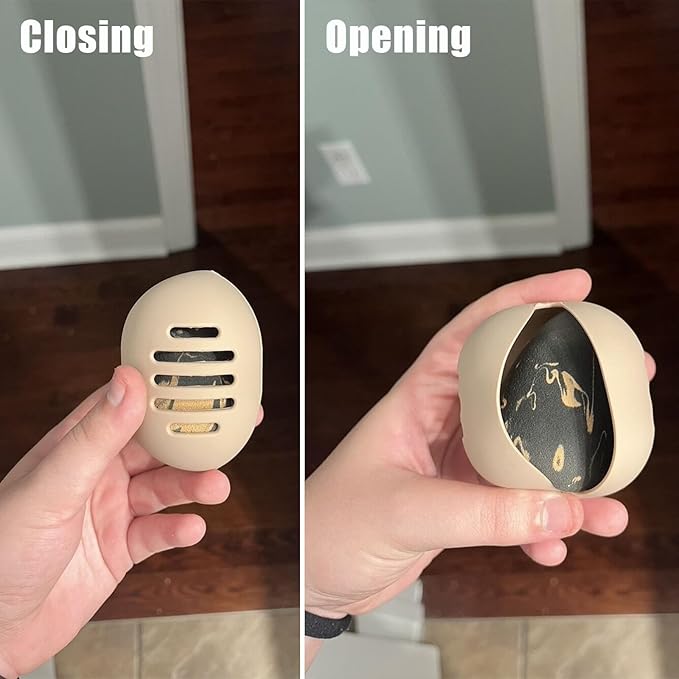 1 Pcs Makeup Sponge Holder,Double-Sided Breathable Silicone Beauty Blender Holder for Travel or Daily,Shatterproof Make-up Travel Case Quick Drying Easy to Carry,Khaki01