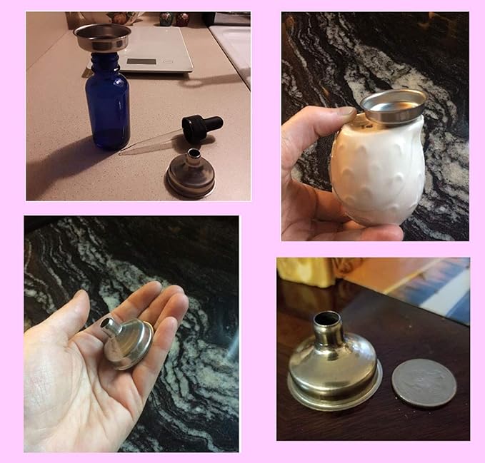 12 Pcs Stainless Steel Mini Funnels 1.25 Inch for Miniature Bottles, Essential Oil Bottles, Amber Bottles, Flasks, DIY Lipbalms, Cooking Spices Liquids, Homemade Make-Up Fillers (12 Pack)