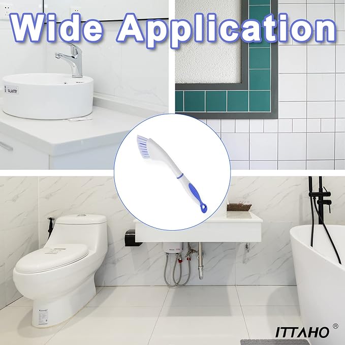 Floor Scrub Brush - 2 in 1 Deck Scrub Brush with Long Handle for Tile, Deck, Patio, Marble, Garage, Wall, Kitchen, Bathroom
