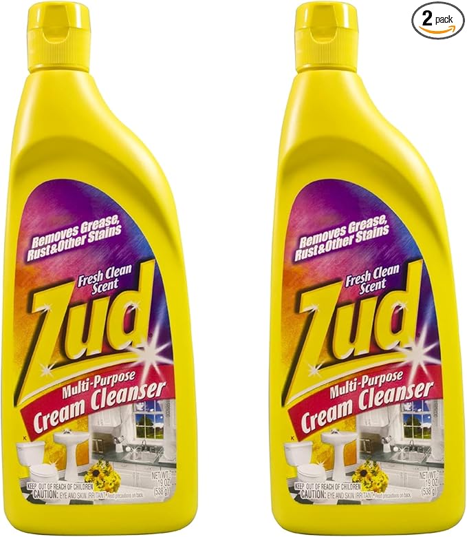 Zud Cream Cleanser (2-Pack) - Ultimate Bathroom Cleaner/Bleach-Free Formula for Shiny Surfaces/Removes Rust, Hard Water Stains, & Grime/Best for Countertops, Bathrooms, Marble, and More (530019)