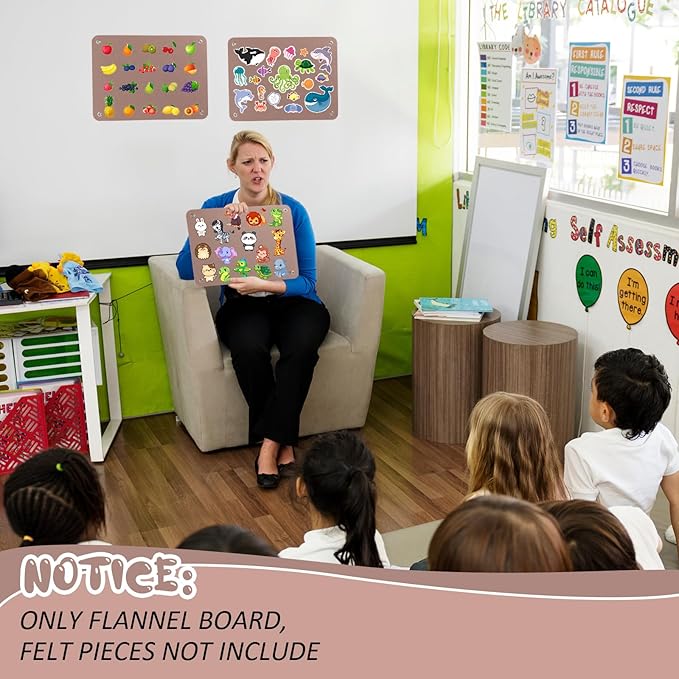 Yunsailing 4 Pieces Felt Board for Toddlers Classroom Flannel Board Stories for Preschool Homeschooling, Kids Felt Story Activity Wall Hanging Children Birthday Gifts, 11.8 x 15.75 Inch (Camel)