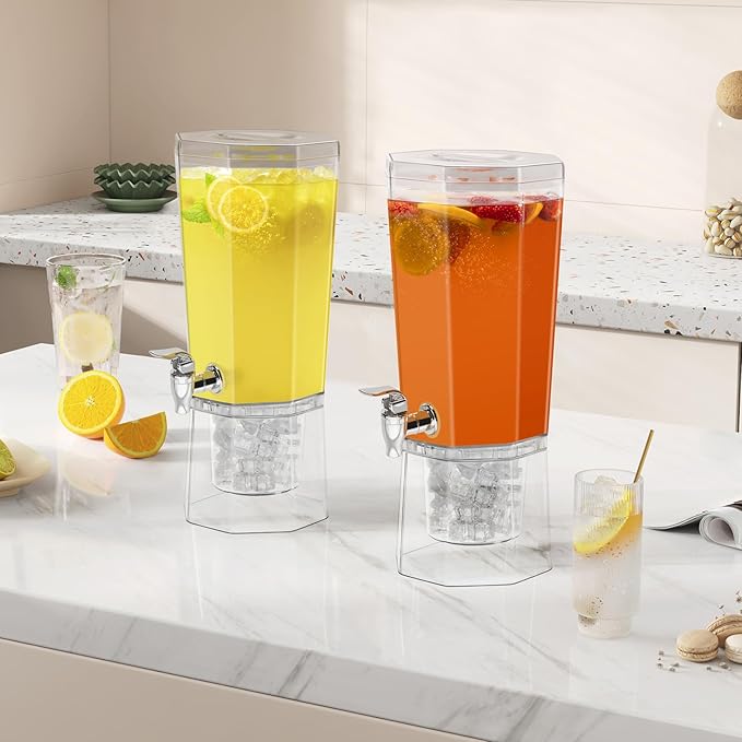 Lifewit 1 Gallon Drink Dispenser for Parties 4 Pcs, 4L Plastic Beverage Container with Stand for Juice/Tea/Soda & Lemonade, Clear Water Pitcher with Spigot for Mimosa Bar Hosting 39 x 16 cm/15x6"