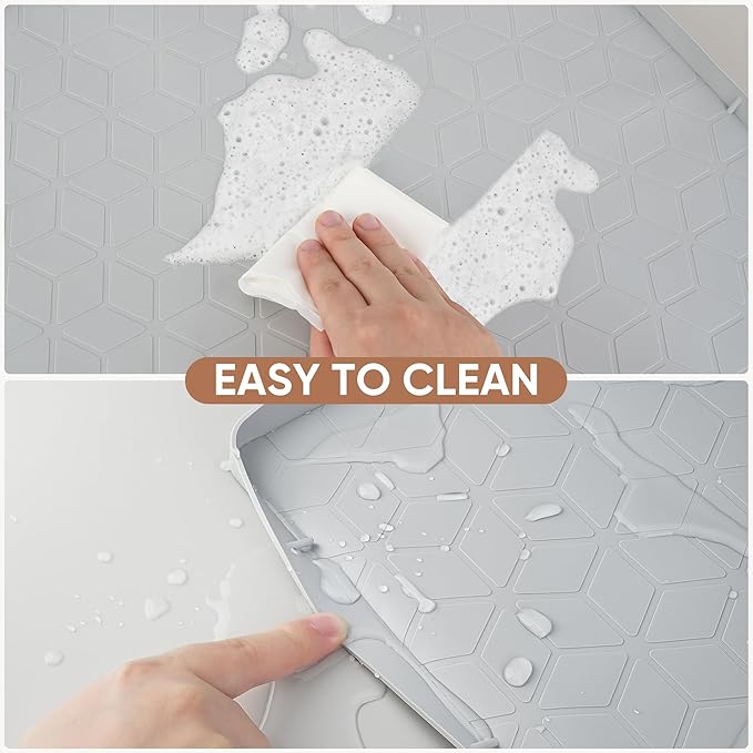 BALEINE 31''×22'' Under Sink Mat, Waterproof Food Grade Silicone Undersink Mat, Cabinet Shelf Drip Tray, Under Sink Liner for Kitchen, Bathroom (Grey)