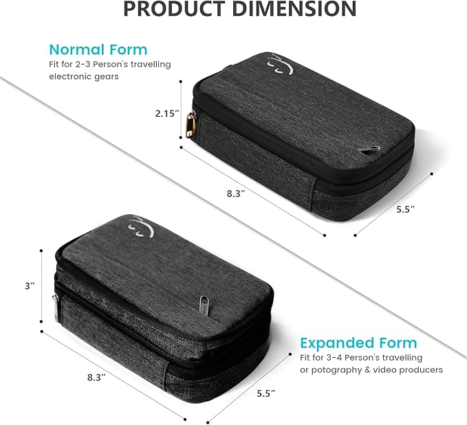 Travelkin Cord Organizer Travel, Electronic Organizer Travel Case, Cable Organizer Bag For Cords,Chargers Phone, Sd Card,Usbs (Black)