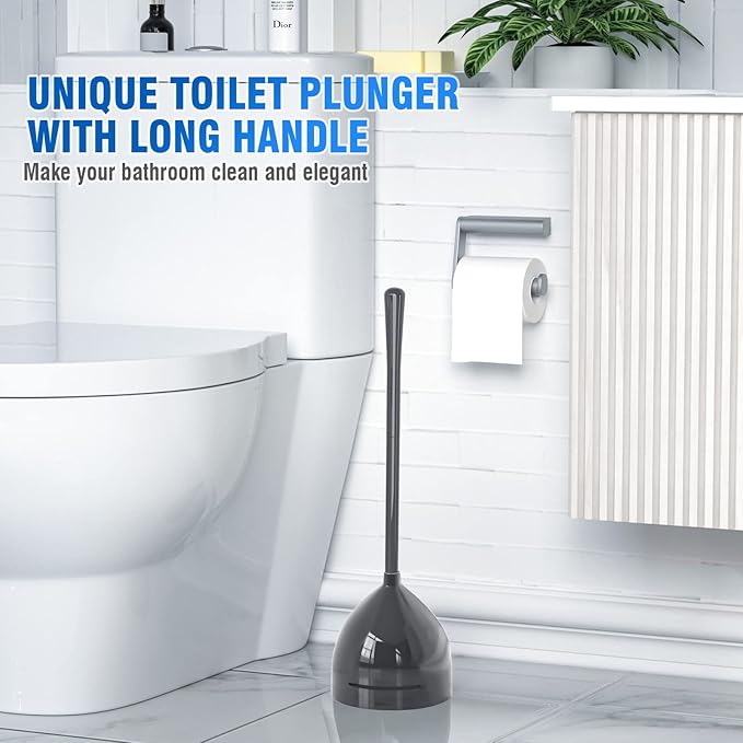 Toilet Plunger with Holder, Unique Plunger with All-Angle Design, Plungers for Bathroom with Holder, Heavy Duty Toilet Plunger for 5.7-inch Toilet Drain Bathroom Cleaning