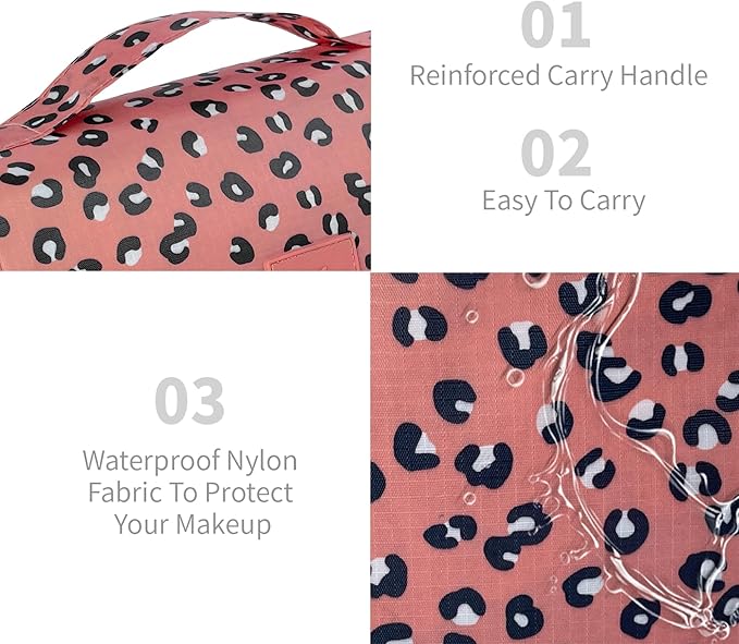 Lcsmaokin Large Capacity Toiletry Bag Travel Bag with Hanging Hook for Men and Women Waterproof Travel Cosmetic Bag Bathroom Storage Bag for Brushes Set,Full-Sized Shampoo,Accessories-Navy Flamingo