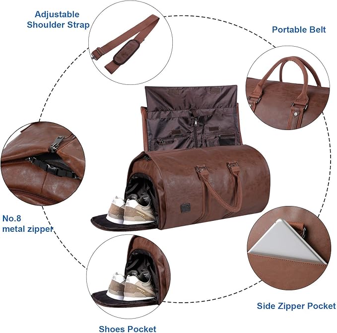 seyfocnia Convertible Travel Garment Bag, Carry-on Garment Duffel Bag for Men and Women - 2-in-1 Hanging Suitcase and Suit Business Travel Bag