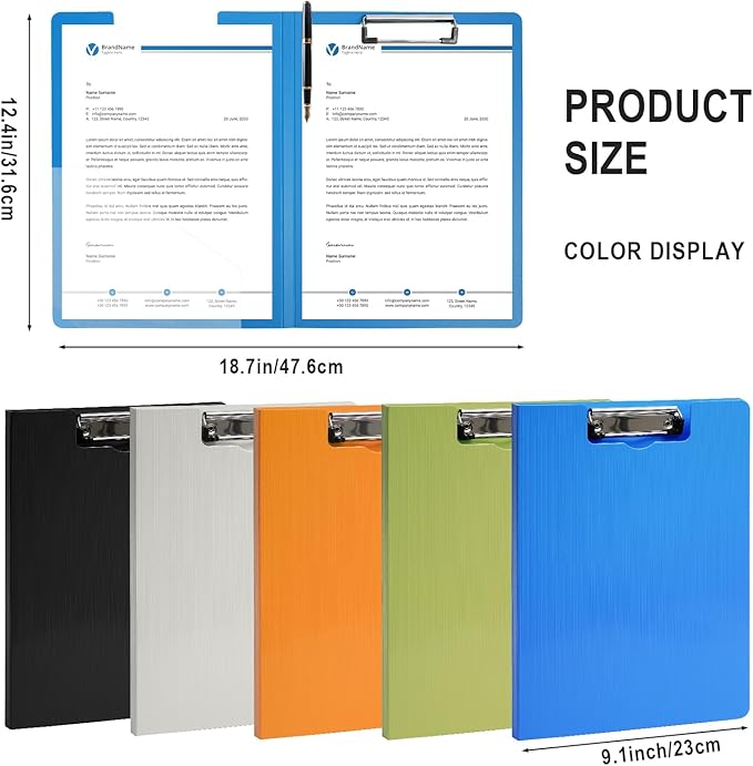 10 Pack Foldable Clipboards, A4 Clipboard Folder with Pocket, File Cover Office Folder Clipboard, 360 Degree Foldable Storage Clipboards for Office, School or Medical Field(5 Colors)
