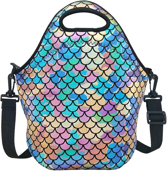 YOUDA Insulated Lunch Bag Neoprene Shoulder Lunch Tote Boxes Bags for Women Men Work Office Outdoor Picnic Travel (Colorful)