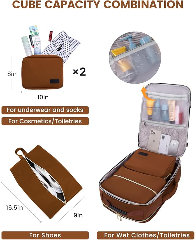 LOVEVOOK 40L Travel Backpack for Women & Men, Airline Approved Carry On Luggage with 3 Packing Cubes, TSA Overnight Bags, Waterproof Personal Item Bag, Weekender Essentials Backpacks fits 17" Laptop