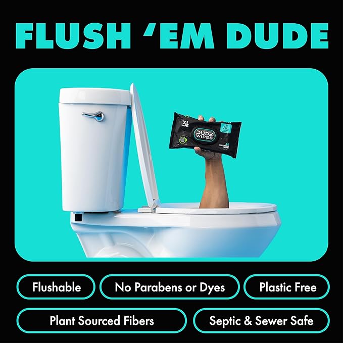 DUDE Wipes Mint Chill Flushable Wipes - Extra-Large Adult Wet Wipes - 1 Pack (48 Count), Travel Pack - Infused with Tea Tree Oil, Vitamin E, and Aloe - Septic and Sewer Safe