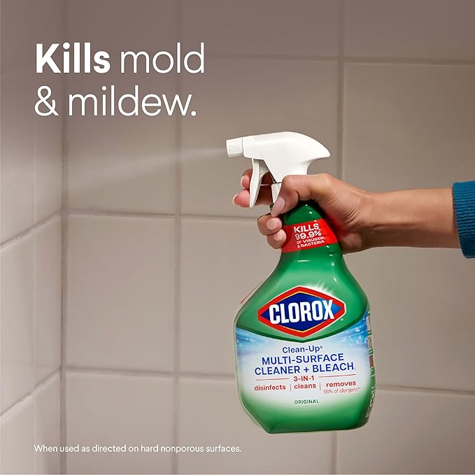 Clorox Clean-Up Multi Surface Cleaner Bleach Spray, Original, All Purpose Cleaning Spray Bottle, Mold and Mildew Cleaner, 32 Fl Oz., Pack of 3