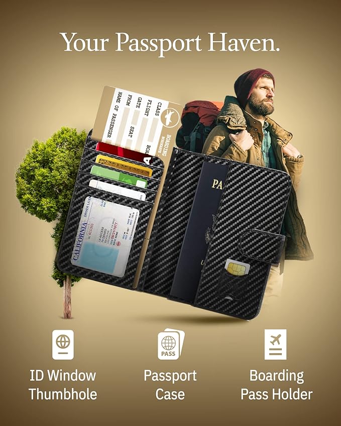 Passport Holder Cover Wallet RFID Blocking - Handmade Leather Passport Case Travel Document Organizer For Men & Women